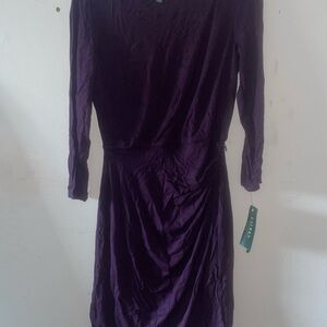 Lauren Ralph Lauren Deep Purple Long Sleeve Dress